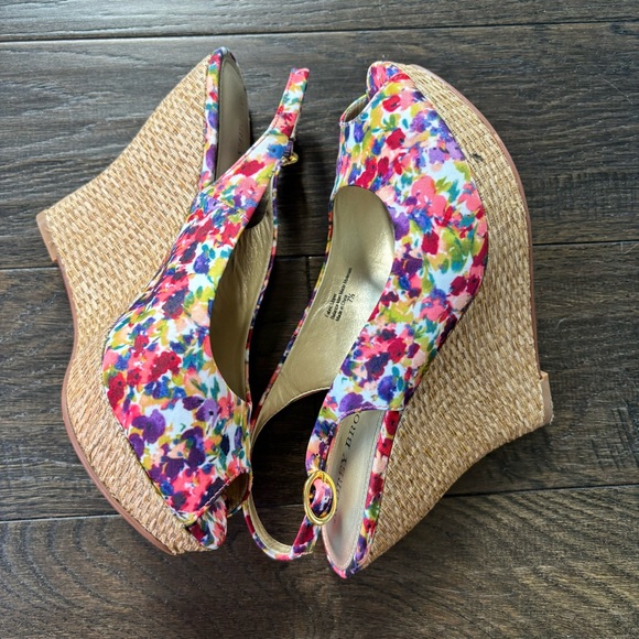 Audrey Brooke Size 7.5 Multicoloured Open Toed 5 Inch Wedges - Picture 7 of 13